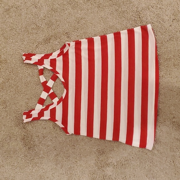 Retro Doll Striped Tank Top with a Criss Crossed Back - Picture 2 of 5